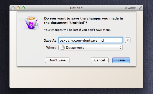 Don't Save keyboard shortcut in Mac OS X Lion
