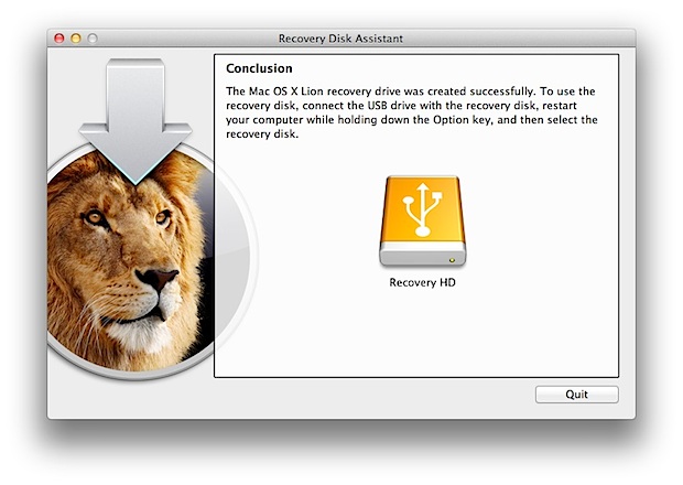 ladda ner den särskilda lion recovery disk assistant-applikationen