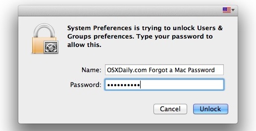 Reset a forgotten Mac OS X Password with an Apple ID