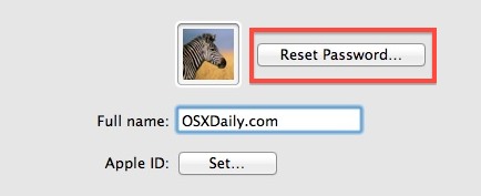 Reset a Mac password from System Preferences