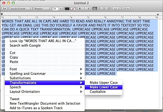 Convert Upper Case to Lower Case Text (and Vice Versa) on Mac