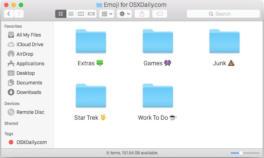 Emoji in folder names of Mac OS X