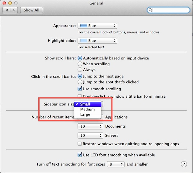 Change Mac Finder Window Sidebars Text Size