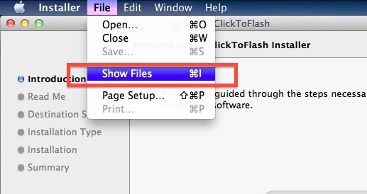 Show the files to be installed in OS X