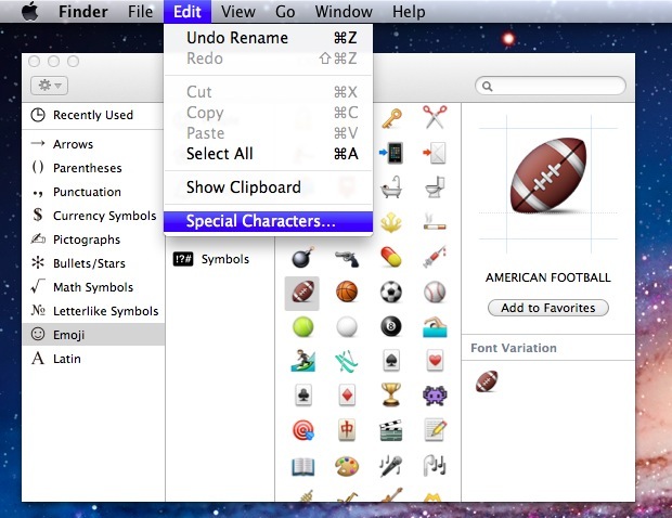 Access Special Characters & Emoji from the Finder in Mac OS X Lion