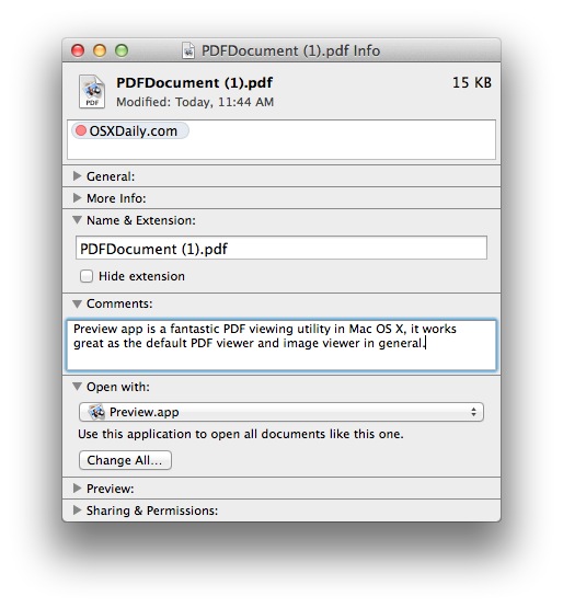 Измените приложение для просмотра PDF по умолчанию в Mac OS X