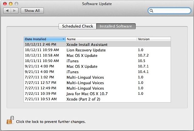 Check installed software updates