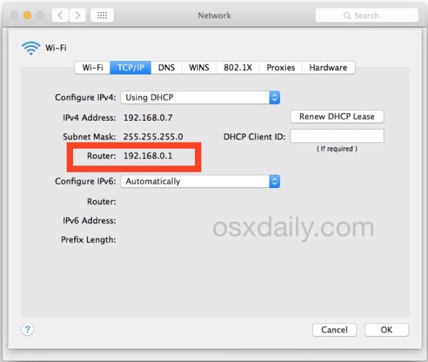 factor self pollution Find a Router IP Address in Mac OS X | OSXDaily