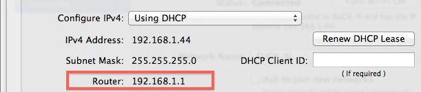 Определение IP-адреса маршрутизатора в Mac OS X