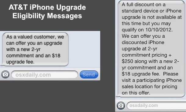 iPhone upgrade eligibility messages