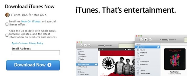 iTunes 10.5 Загрузить на Apple