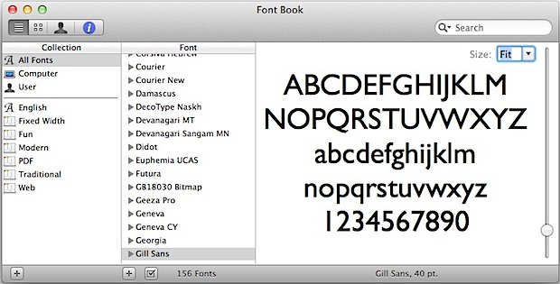 Manage fonts in Mac OS X with Font Book