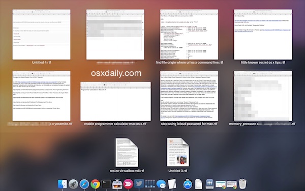 See Open Items and Recent Items in Misson Control from the Dock of OS X