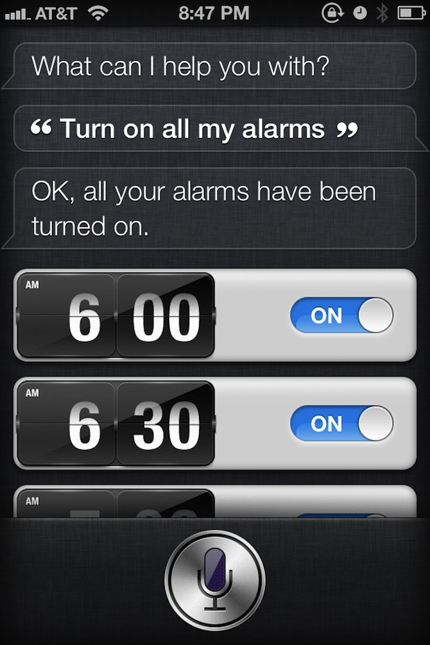 Turn Off or On all Alarms with Siri
