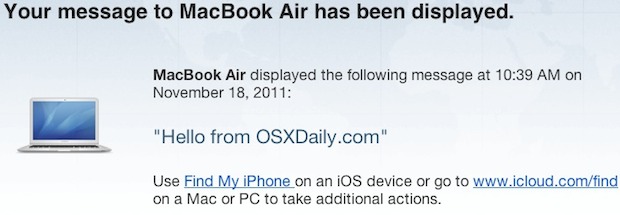iCloud message confirmation email