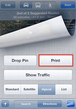 Print from Maps in IOS 5