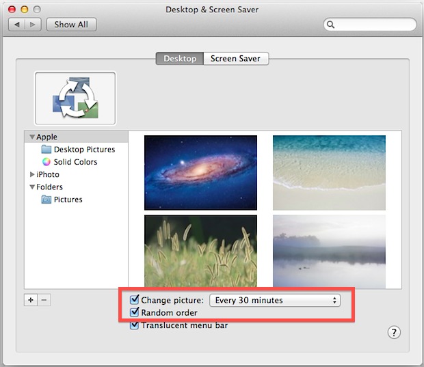 Change Desktop Wallpaper pictures automatically in Mac OS X