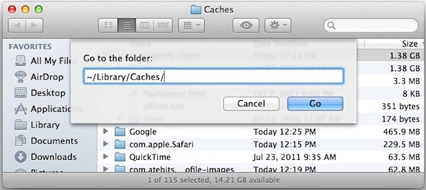 Caches folder in Mac OS X
