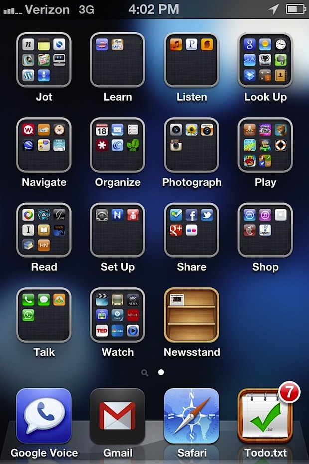 Arrange iOS Apps by Verb