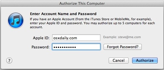 Authorize a Computer with iTunes
