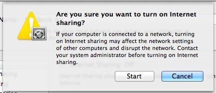Enable Internet Sharing from a Mac