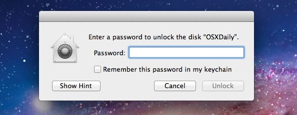 Enter password to mount disk