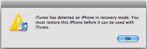 iPhone detected in Recovery from DFU