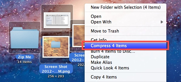 Make a Zip File in Mac OS X