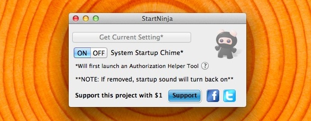 StartNinja for OS X Lion mutes the boot chime on Macs