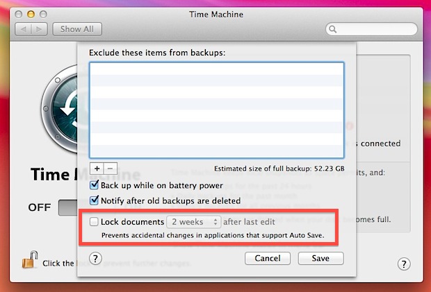 Turn off file locking in OS X Lion