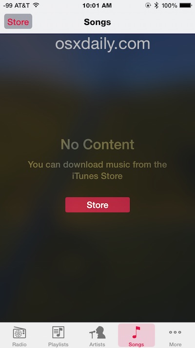 All music deleted from an iPhone