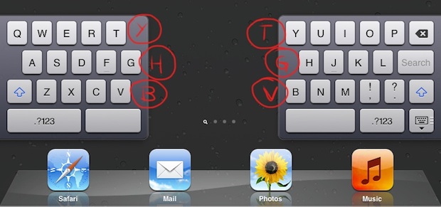 Hidden Keys on iPad Split Keyboard