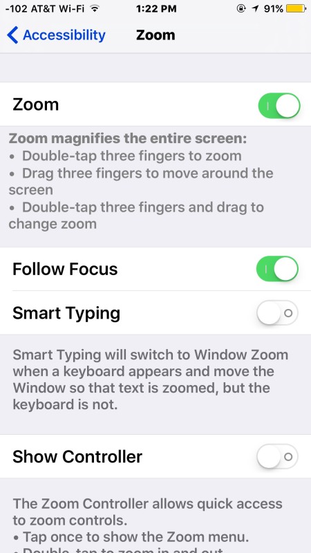 Enable Screen Zoom in iOS Settings