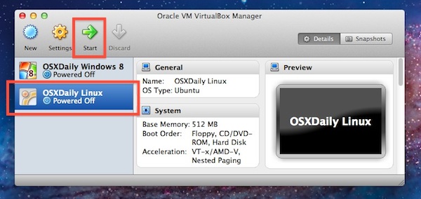 Boot Ubuntu Linux virtual machine in VirtualBox