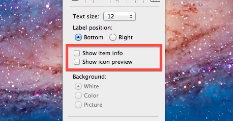 Disable icon preview and item info