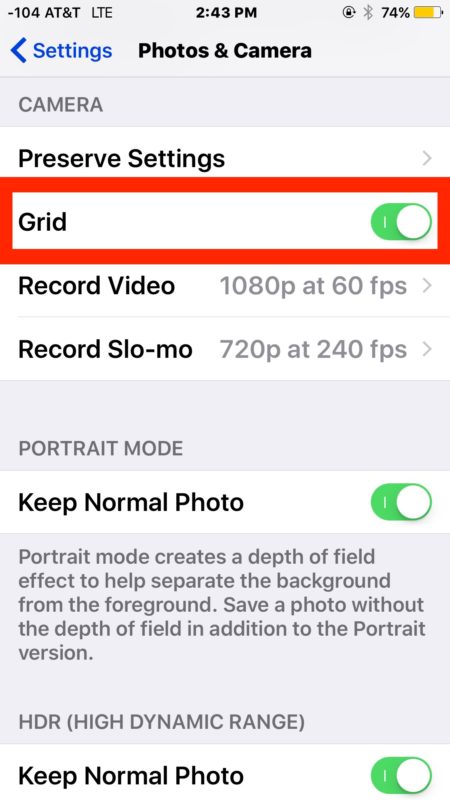 How to Enable iPhone camera grid