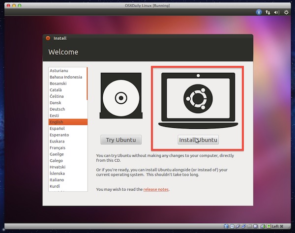 Install Ubuntu Linux in VirtualBox