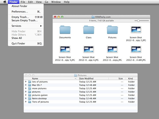 Retro Mac OS Desktop and Finder