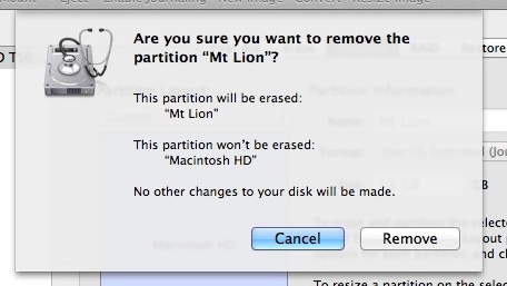 Delete Mt Lion OS X Partition