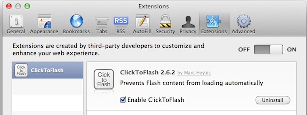 Flash block plugin for Safari