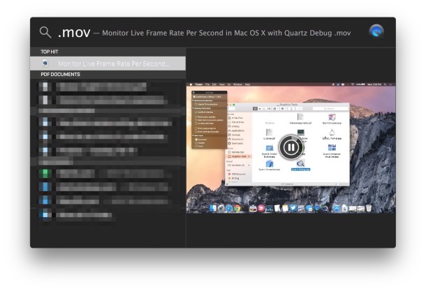 Playing videos in Spotlight results on Mac