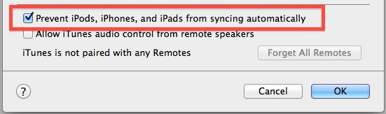 Disable Automatic Syncing in iTunes