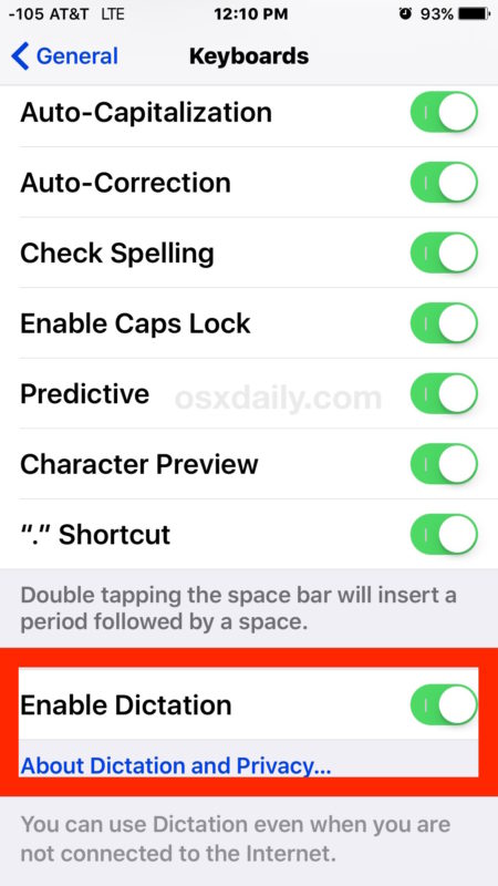 Disable microphone on Keyboard iPhone