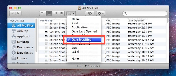 Find Yesterdays Files and Work in Mac OS X
