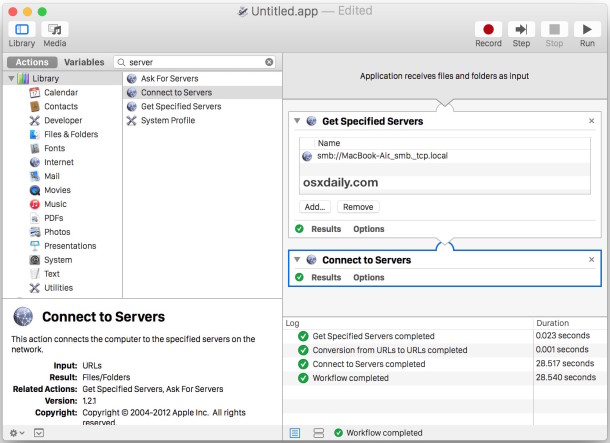 Make an Automatic Network Drive Mounting app in Automator for Mac OS X
