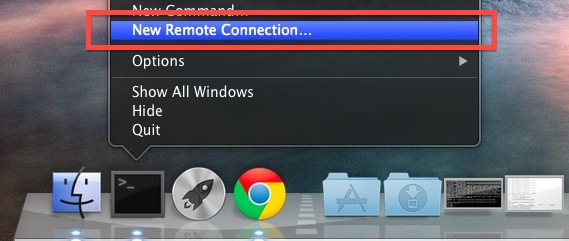 Access Terminal bookmarks from the OS X Dock