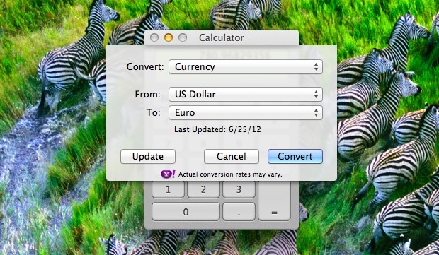 Convert Currency in Mac OS X with Calculator app