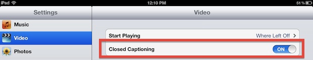 Enable Closed Captioning of videos in iOS