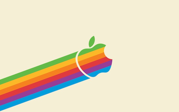 Flying classic rainbow Apple, light