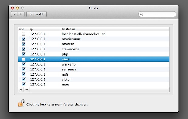Edit hosts file easily from a preference panel in Mac OS X